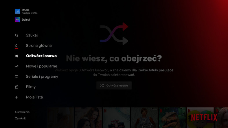 Netflix wprowadza nowy przycisk: "Odtwórz losowo"