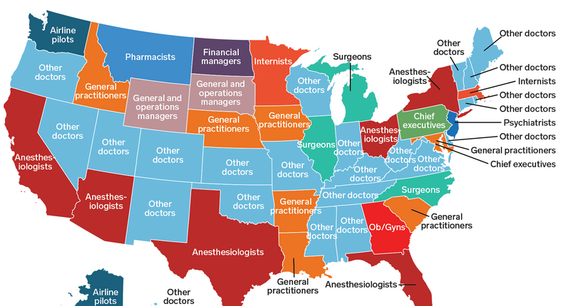v2 highest paying job in each state