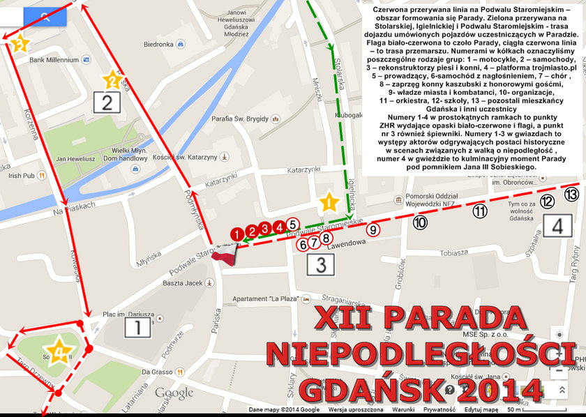 Parada Niepodległości w Gdańsku rozpoczyna się na Podwalu Staromiejskim