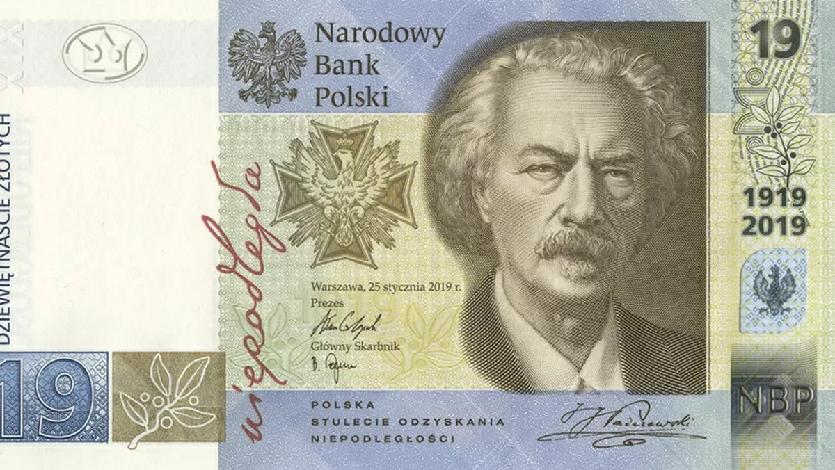 Nowy banknot o nominale 19 zł został wprowadzony do obiegu przez Narodowy Bank Polski w środę. Do sprzedaży trafi 55 tys. banknotów z wizerunkiem Ignacego Jana Paderewskiego. Będą kosztować 80 złotych – podaje TVN 24 BiŚ. 