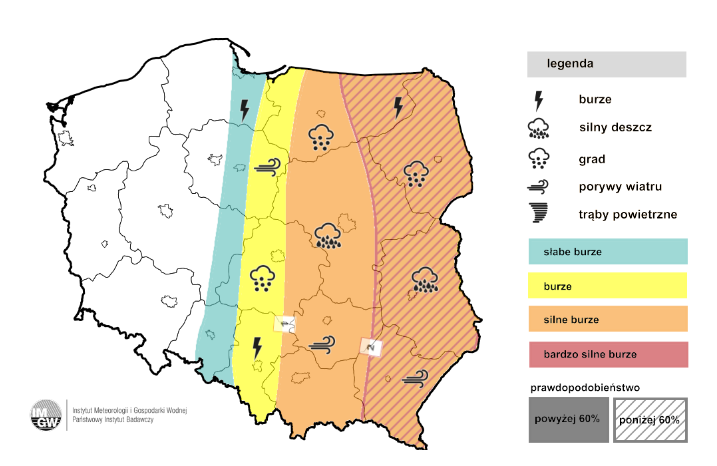 Prognoza burz na noc z wtorku na środę.