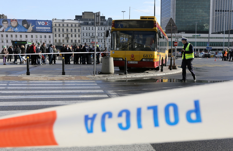 Miejsce wypadku przy Dworcu Centralnym w Warszawie