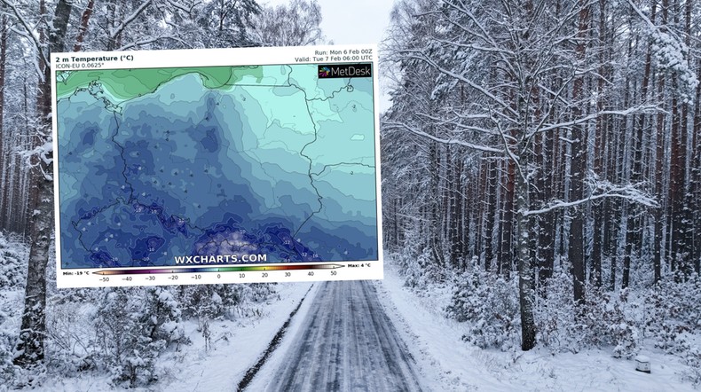 Poniedziałek będzie zimnym dniem, ale opadów zapowiadamy niewiele (mapa: wxcharts.com)