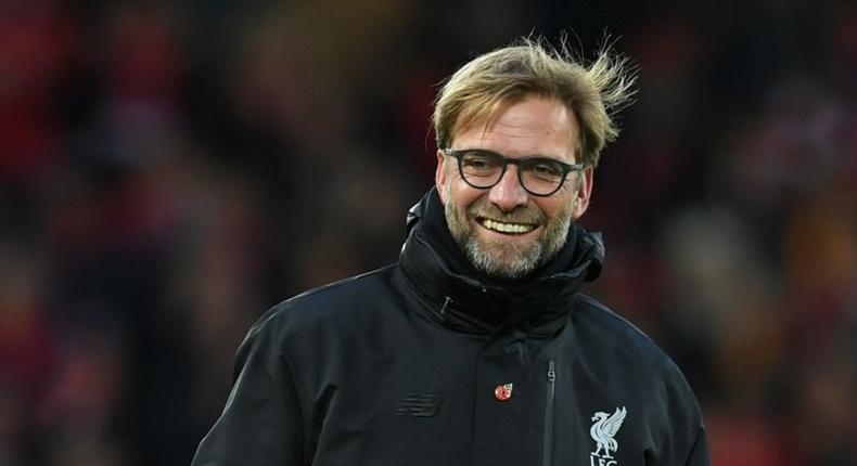 Liverpool's German manager Jurgen Klopp reacts following the English Premier League football match between Liverpool and Watford at Anfield in Liverpool on November 6, 2016