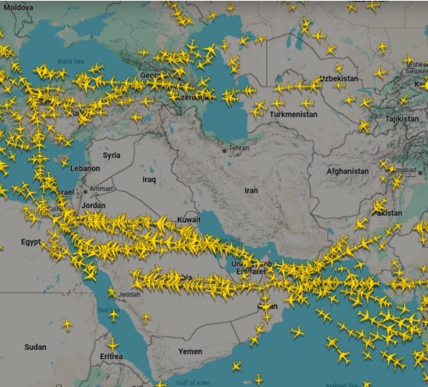 Ovako izgleda nebo iznad Irana i Bliskog istoka