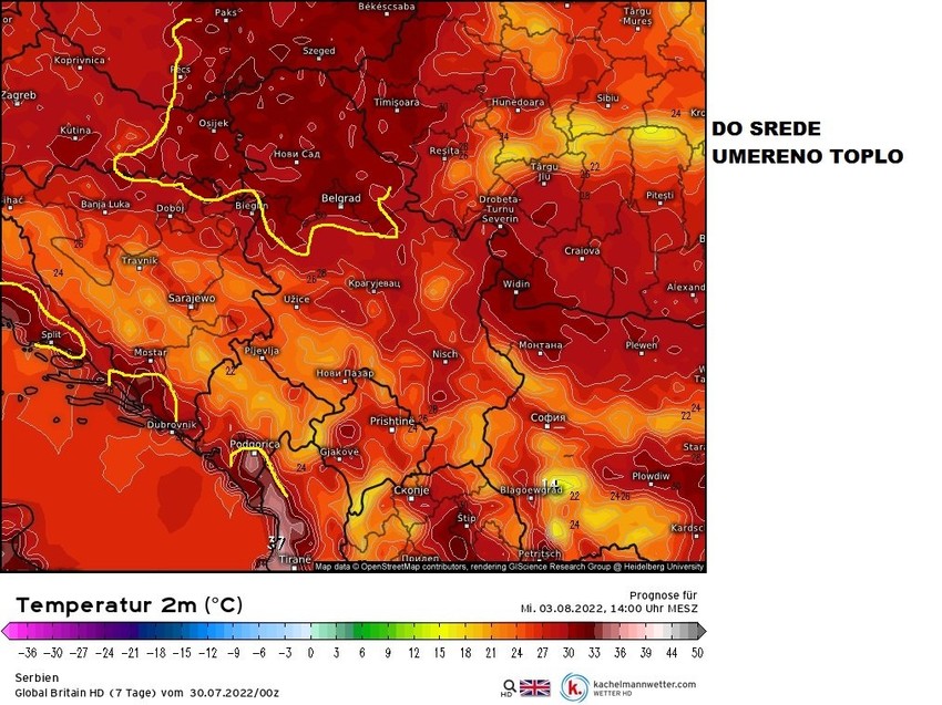 Temepratura do srede