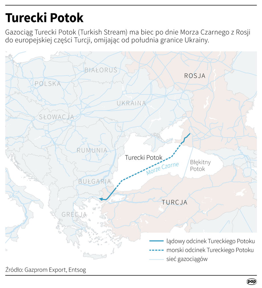 Turecki Potok - rosyjski gazociąg na dnie Morza Czarnego do Turcji
