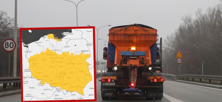 Ostrzeżenia IMGW dla 13 województw. Marznące opady i gołoledź