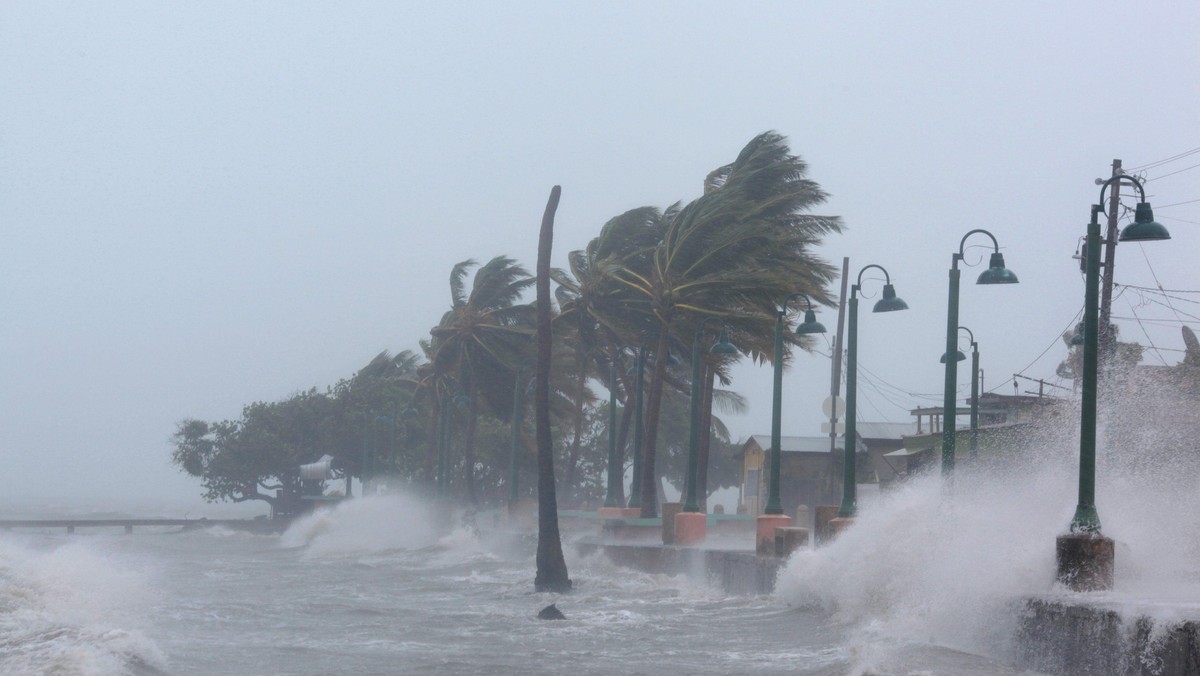 Waves crash against the seawall in Fajardo as Hurricane Irma slammed across islands in the northern Caribbean