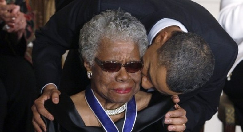 Maya Angelou received National Book Award from Barack Obama in 2013