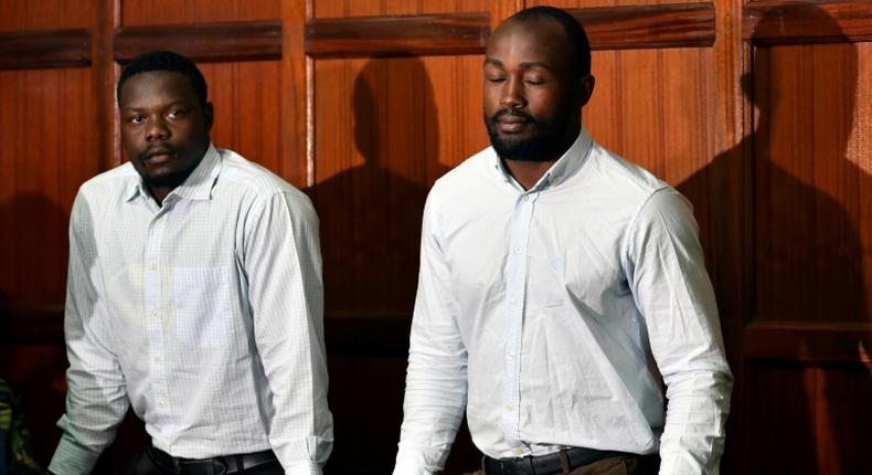 Alex Olaba, left, and Frank Wanyama at their trial in Nairobi last August