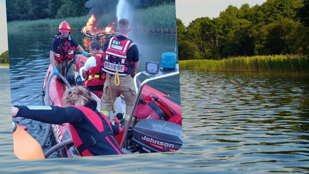 Mazury: Pożar dużej motorówki. Akcja straży pożarnej