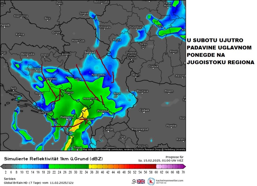U subotu se očekuju padavine