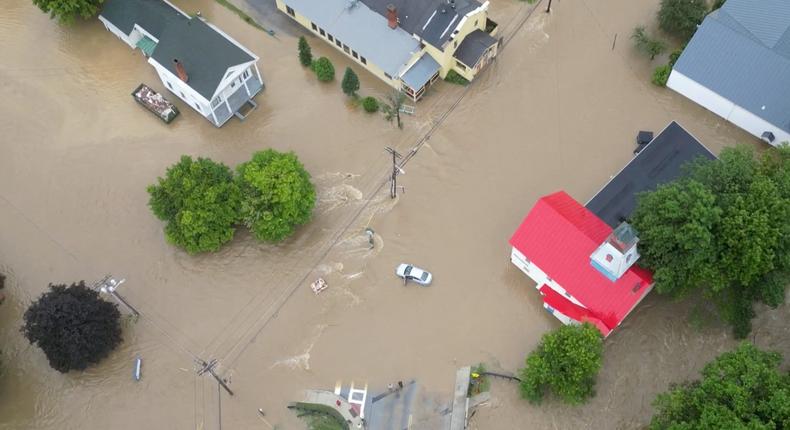 Ludlow, Vermont, is dealing with severe flooding, the worst in a decade.Instagram @henrysweatherchannel/via REUTERS
