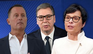 Ričard Grenel Marta Kos i Aleksandar Vučić