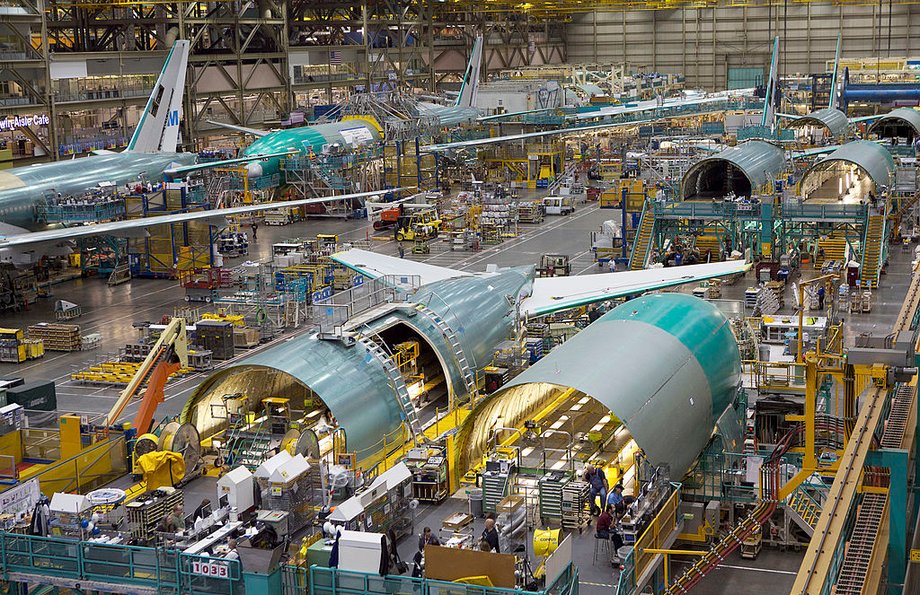 Boeingi 777 powstają w fabryce w Everett niedaleko Seattle na zachodnim wybrzeżu USA