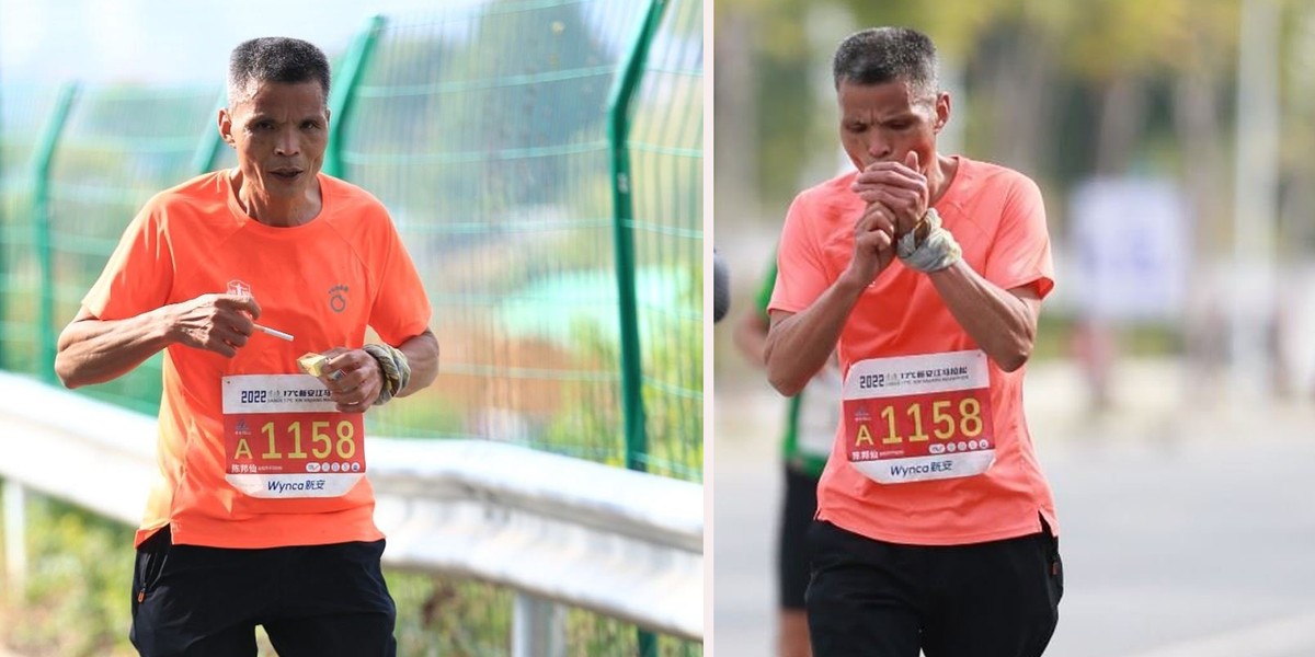 52-letni Chińczyk wypalił paczkę papierosów podczas maratonu.