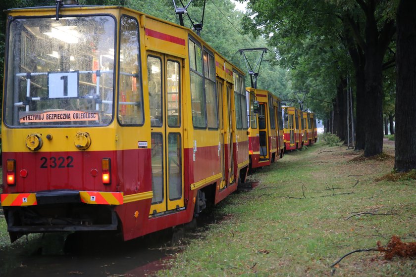 Krajobraz po nawałnicy w Łodzi. Powalone drzewa, zalane ulice...