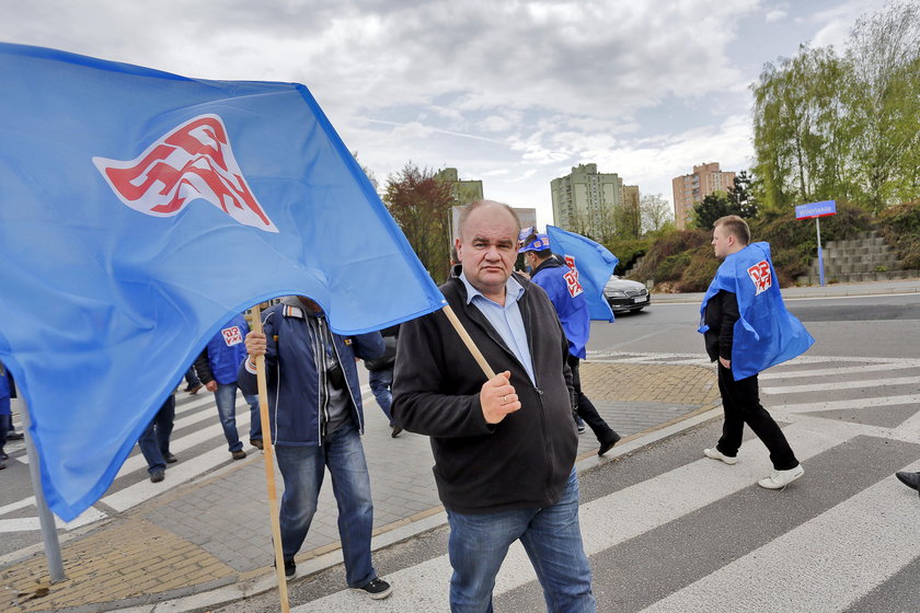 Pikieta pracowników firmy Transgór w Rybniku