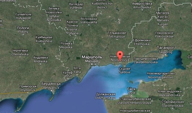 Nowoazowsk nad morzem Azowskim, Ukraina. Mapa: Google