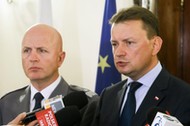 Minister spraw wewnętrznych i administracji Mariusz Błaszczak komendant główny policji nadinspektor Jarosław Szymczyk