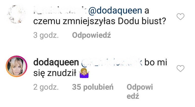 Doda na Instagramie