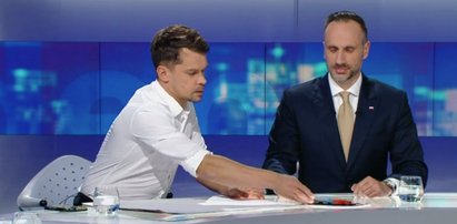 Spięcie na wizji w Polsacie. Lider Agrounii nagle sięgnął pod stół. Wiceminister nie pozostał mu dłużny