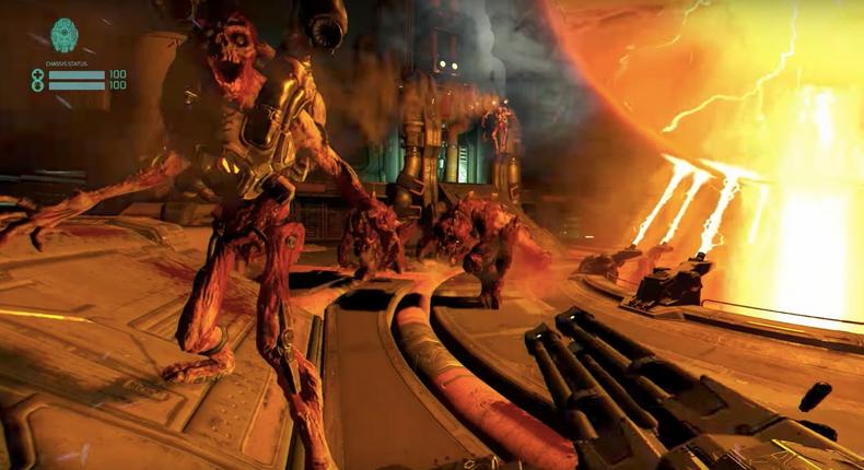 You can tell it's Doom because there's a skeleton with a jetpack screaming.