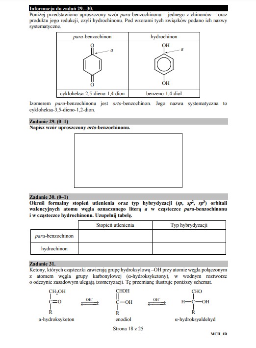 Matura z chemii - arkusz, poziom rozszerzony