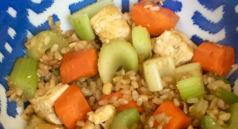 Brown rice and tofu