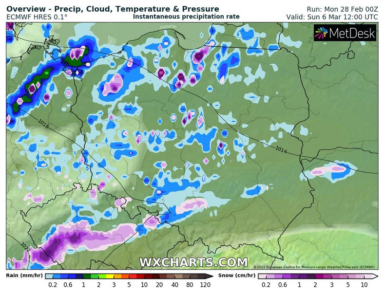Słabe opady na większym obszarze Polski pojawią się dopiero w drugiej połowie tygodnia