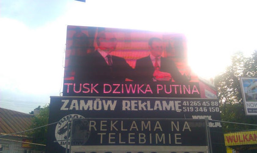 Billboard obrażający premiera Donalda Tuska