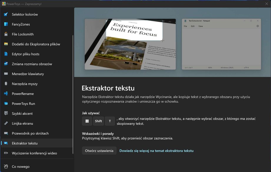 PowerToys – rozpoznawanie znaków OCR
