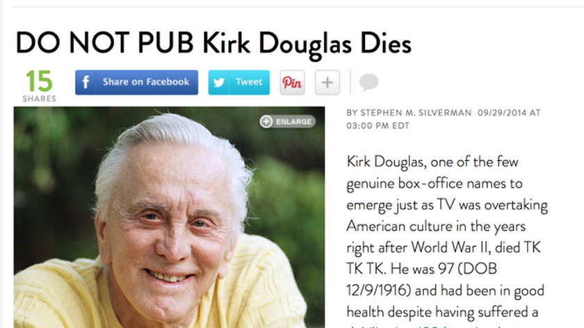 Kirk Douglas nie żyje