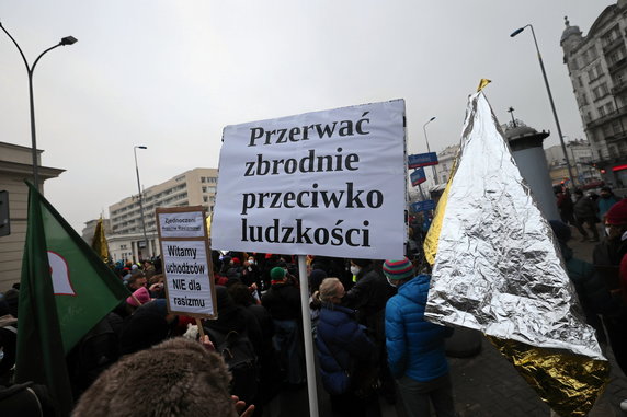 Demonstranci sprzeciwili się działaniu polskich władz na granicy z Białorusią