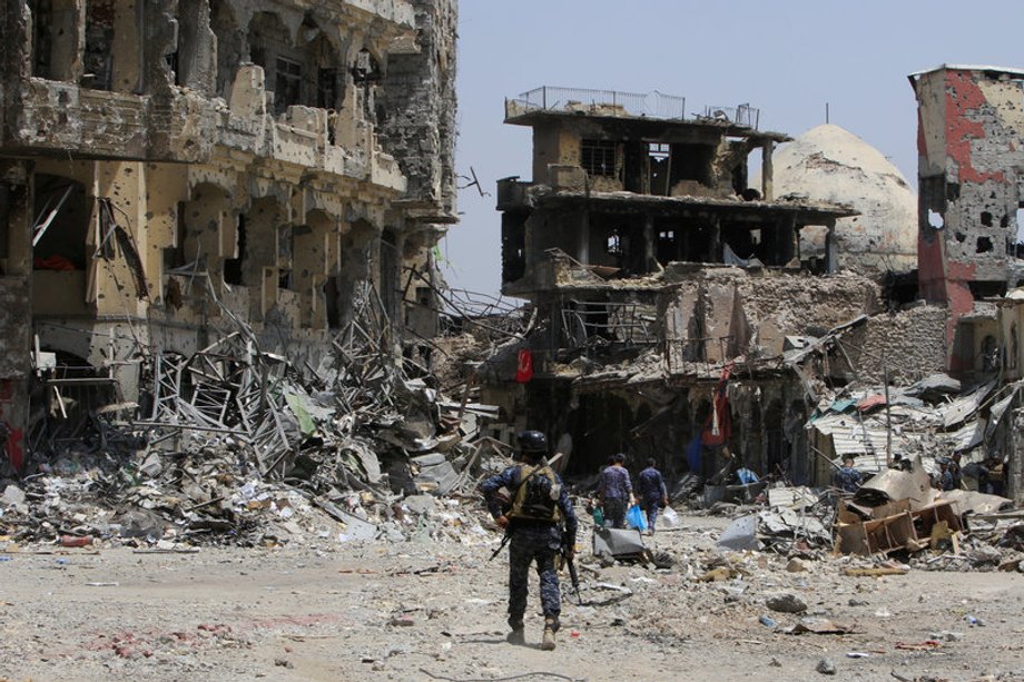 A member of the Iraq Federal Police in the Old City of Mosul, July 8, 2017.