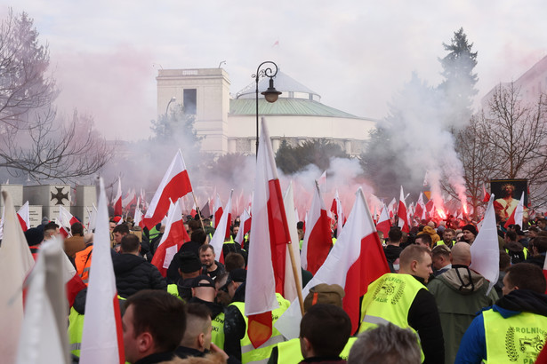 Protest rolników "Gwiaździsty Marsz na Warszawę" przed siedzibą Sejmu RP w Warszawie