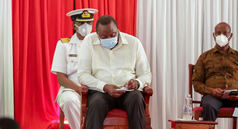 President Uhuru Kenyatta during the Health Sector Intergovernmental Forum on Universal Health Coverage in Mombasa County