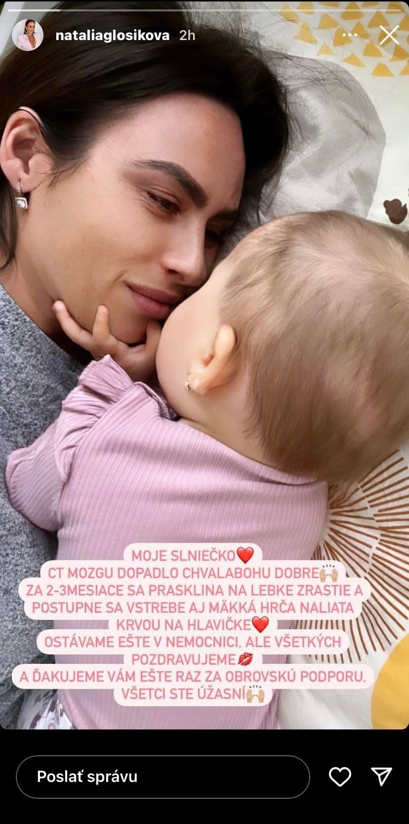 Natália Glosíková skončila s dcérkou v nemocnici. 