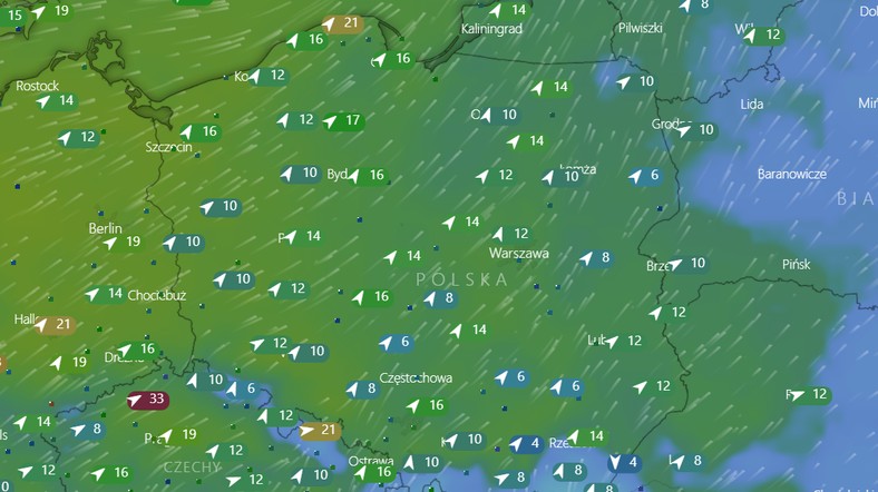 Temperatura w niedzielę, 6 lutego