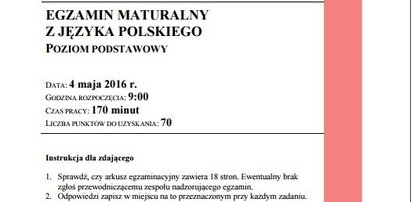 Matura 2016: w Gliwicach unieważniono maturę z języka polskiego