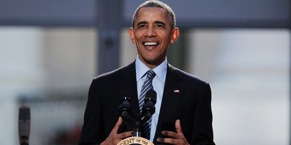 President Barack Obama delivers remarks at the International Jazz Day Concert on the South Lawn of the White House on April 29, 2016 in Washington, DC.