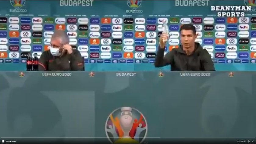 Ronaldo ściągnął ze stołu butelki Coli postawione przed nim na konferencji prasowej