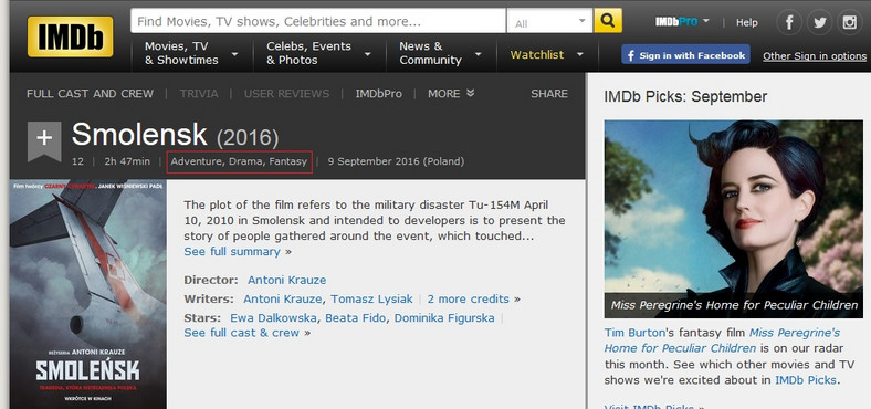 "Smoleńsk" na IMDb