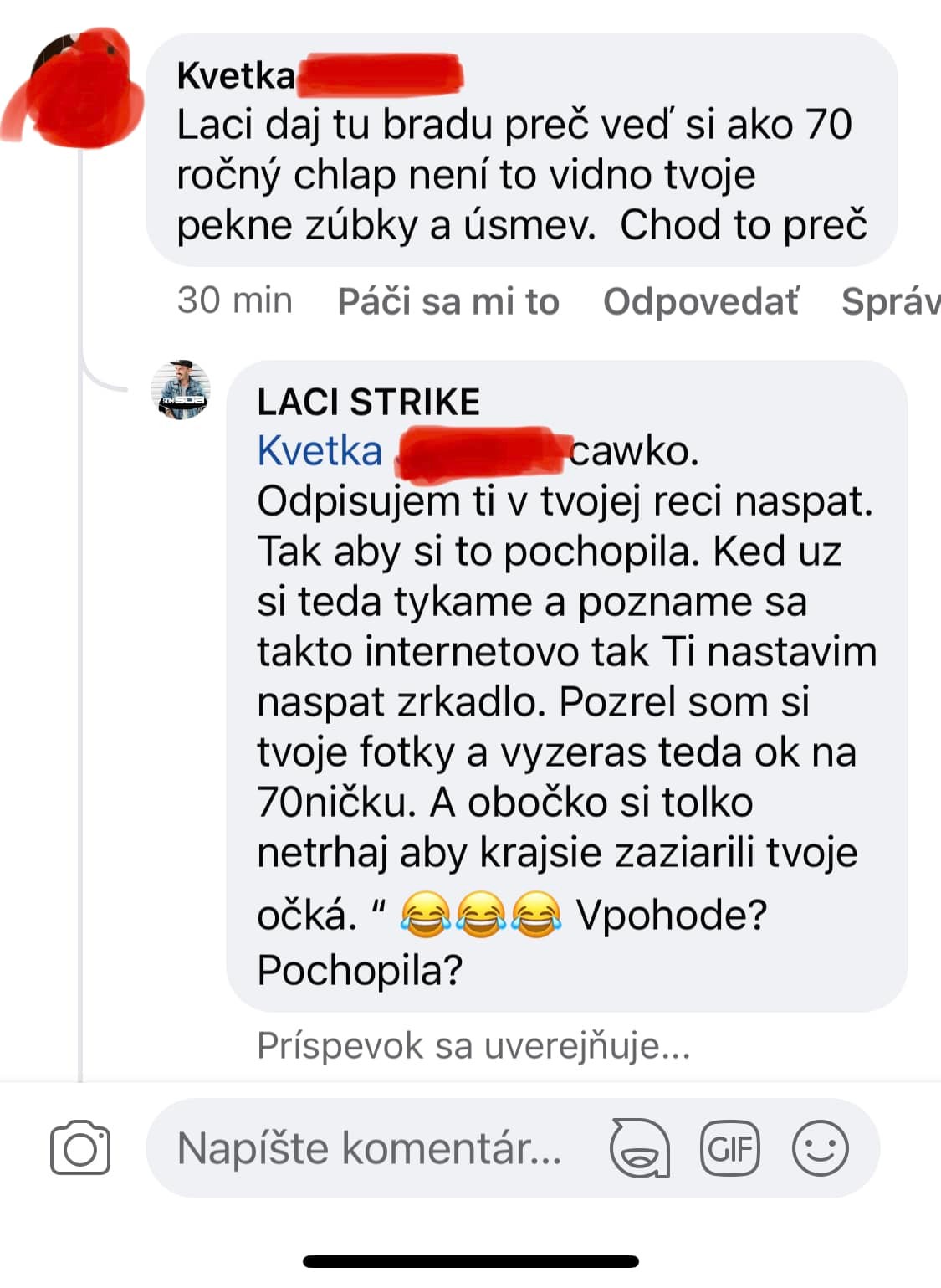 Tanečník Laci Strike reagoval na komentár od fanúšičky.