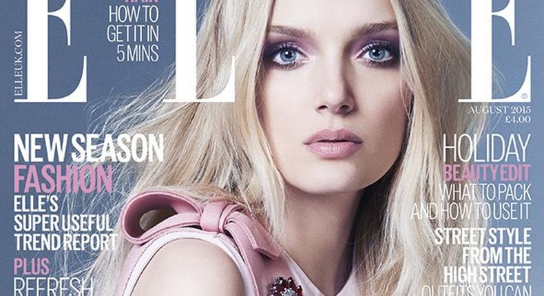 Lily Donaldson covers Elle UK August 2015 issue