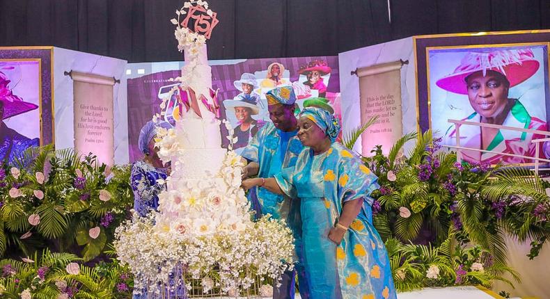 Peek into Pastor Folu Adeboye's grand style 75th birthday. [Twitter:@PastorEAAdeboye]