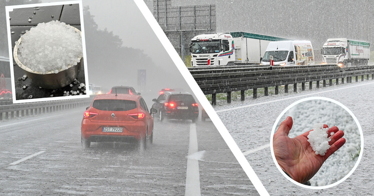 Eine mächtige Sturmfront zieht durch Polen.  Heftige Unwetter mit Hagel im Süden [NAGRANIA]