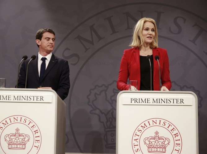 Premier Danii Helle Thorning-Schmidt i premier Francji Manuel Valls
