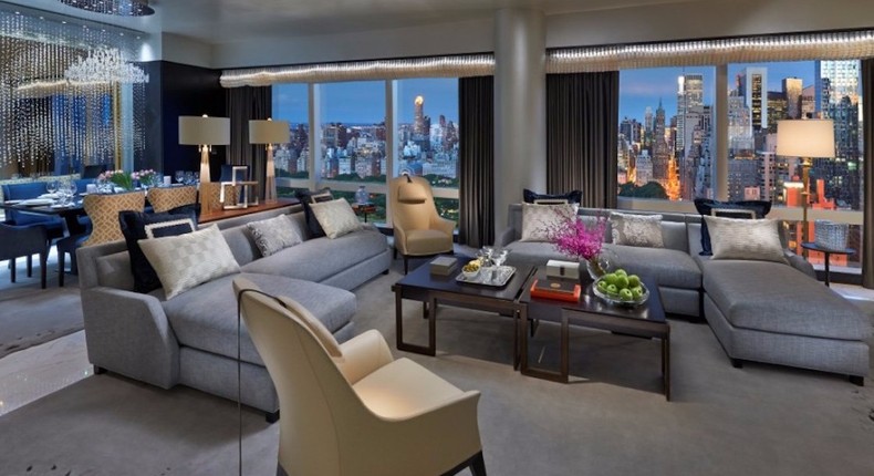 Suite 5000, on the 50th floor of the Mandarin Oriental, New York, costs at least £28,000 per night. It offers guests access to personal stylists and a wardrobe overseen by Dior.